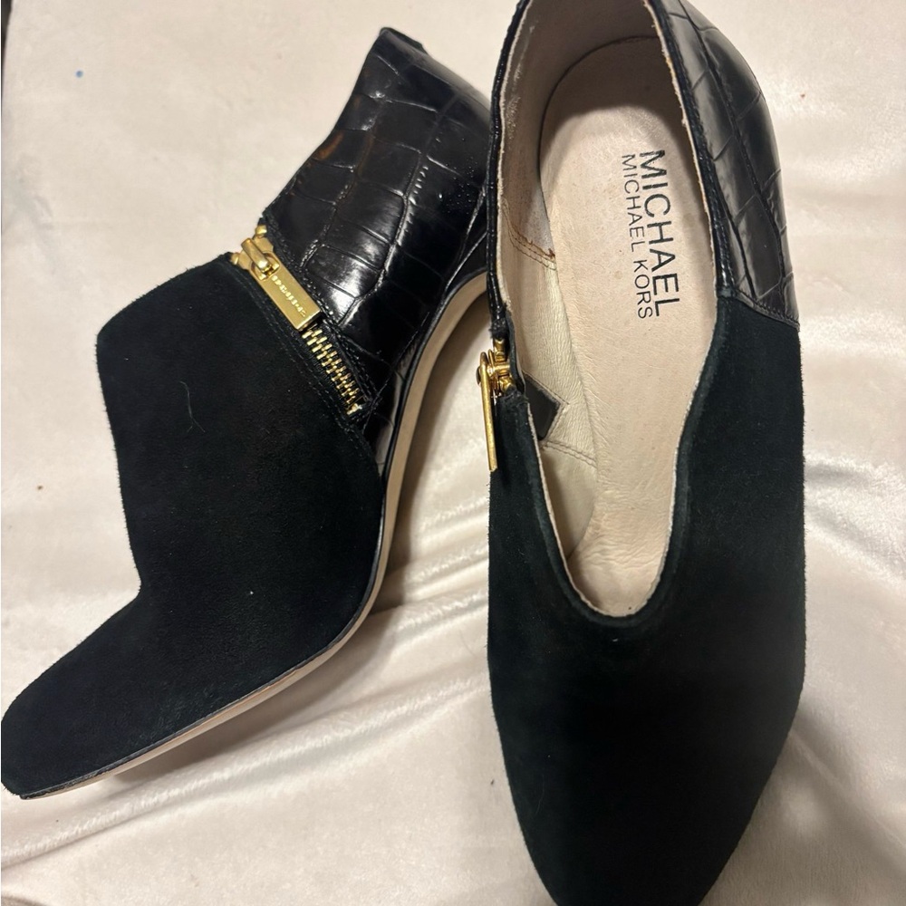 Michael Kors Black Ankle Booties with Gold Detail